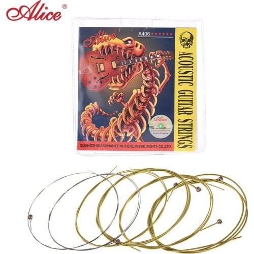 Alice A406 Series Acoustic Folk Guitar Strings Set Stainless Steel Wire Steel Core Coated Copper Alloy Wound, 6pcs/ Set