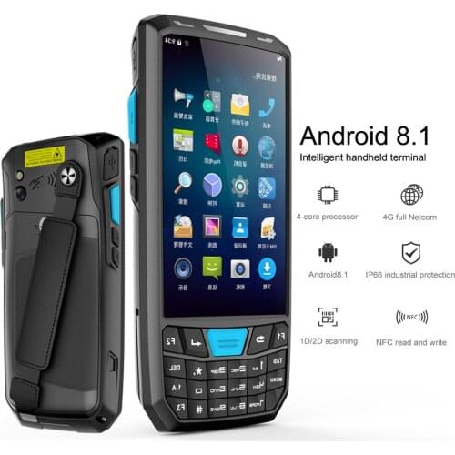 Android 8.1 PDA Barcode Scanner 1D 2D QR Code RFID Reader Scanner IP66 Wifi 4G 4.5'' screen keyboard NFC PDA Data Terminal