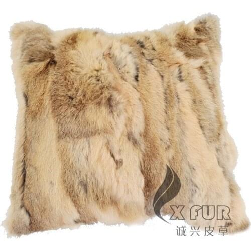 FREE SHIPPING CX-D-17 Patchwork Camel Natural Colour Rabbit Fur Sofa Cushion Cover / Fur Pillow coushin case decoration