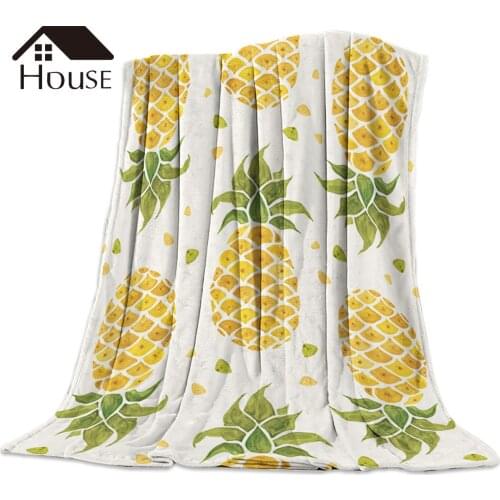 BIGHOUSES Throw Blanket Pineapple Fruits Throw Blanket Soft Warm Microfiber Blanket Flannel Blanket