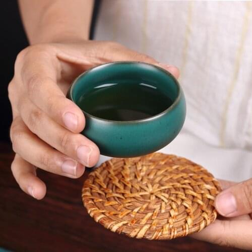 Handmade Stoneware Tea Cup Teacup Ceramic Kung Fu Kiln Baked Tea Cup Fragrance-smelling Cup Master Cup Small Teacup Tea Bowl