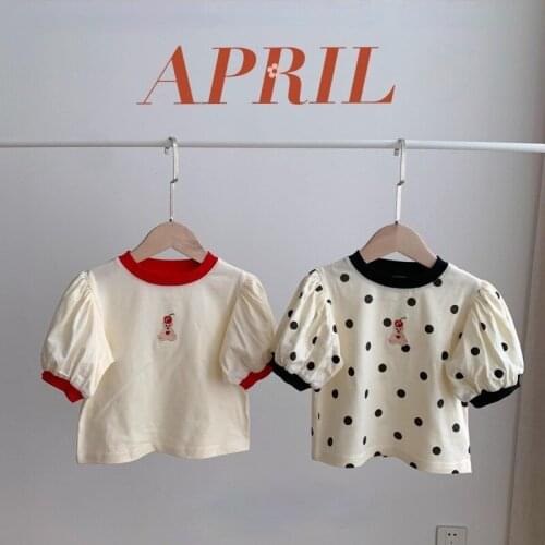 Childrens Clothing Childrens T-shirt 2021 Summer Foreign Girl Fashion Wave Dot Cartoon Baby Bubble Short-sleeved Top + Shorts