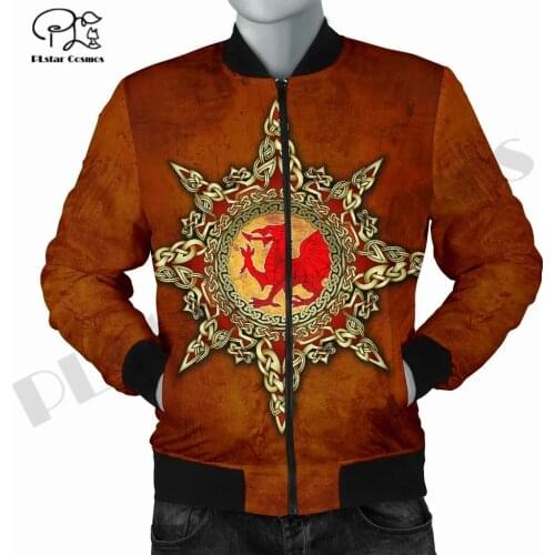 Celtic Irish Newest Men/Women Winter Warm Bomber Jackets 3D Printed Autumn Zipper Flight Jacket Casual Unisex Harajuku Coat -1