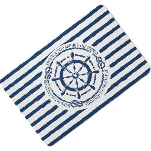 Classical Stripe Marine Stripe Pillows Mediterranean Navy Blue Anchor Ship Helm Floor Mat Compass for Home Almofadas 40X60CM