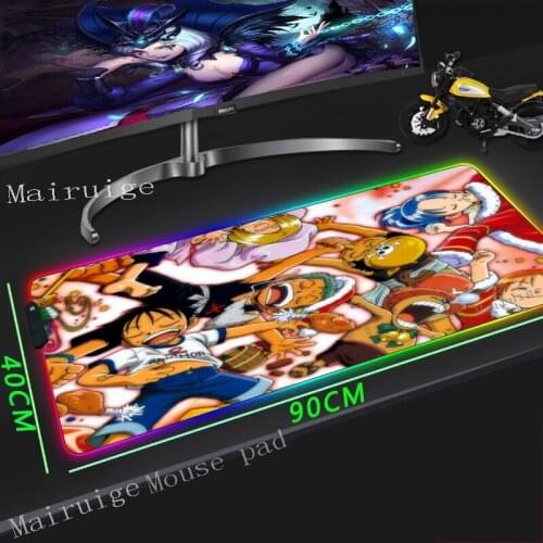 Mairuige Anime Luffy Sleep Black RGB Colorful Glowing Fashion Game Mouse Pad Lockedge Computer Desk Mat Rubber Striped Non-slip