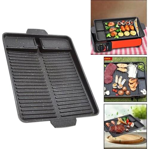 Cast Aluminum BBQ Grill Pan Frying Plate w/ Handle Square BBQ Accessories
