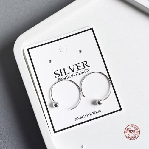 LKO 925 Sterling Silver Classic Simple Geometry Round Bead Hook Dangle Earrings For Women Party Fashion Jewelry Ornaments