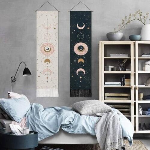 Linen Moon Phases Tapestry Lunar Eclipse Changing Moon Phase Tapestry Wall Hanging Decor for Home Modern Wall Art Hanging Decor
