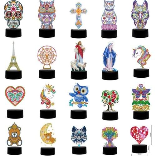 Best Selling Handmade Diy Religious Diamond Embroidered Holiday Gift Diamond Painting Light Card unicorn Night Light