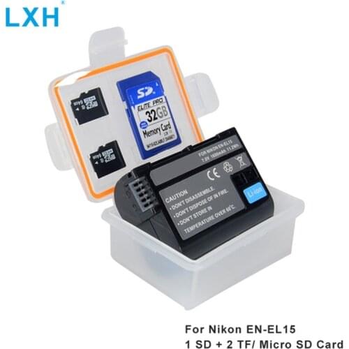 LXH Camera Battery Case Waterproof SD TF MSD Memory Card Storage Box For Nikon EN-EL15 Battery D750 D7200 D7100 D800 D610 Camera