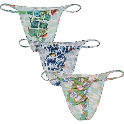 Male Briefs Mens Print Underwear Bulge Pouch Briefs Bikinis Mini Briefs