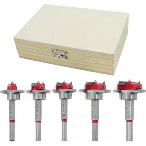 5pcs 15/20/25/30/35mm Hinge Hole Opener Woodworking Carbide Drill Bits Set Positioning Hole Saw Kit Adjustable