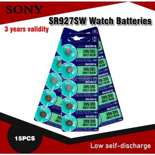 15PC SONY Original 395 SR927SW 399 SR927W AG7 LR927 1.55V Button Cell Watch Coin Battery Watch batteries MADE IN JAPAN
