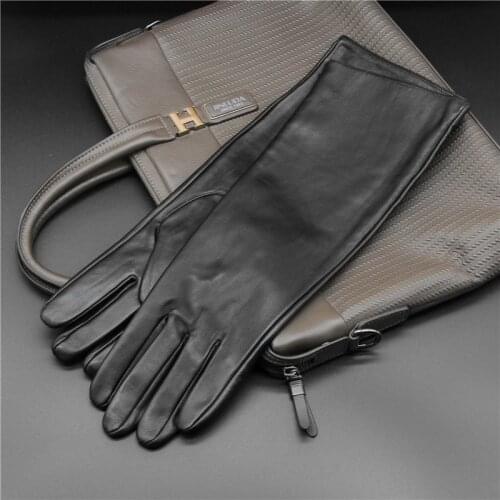 Free delivery 2020 winter mens fashion sheepskin leather gloves mobile phone touch screen extended style arm cover