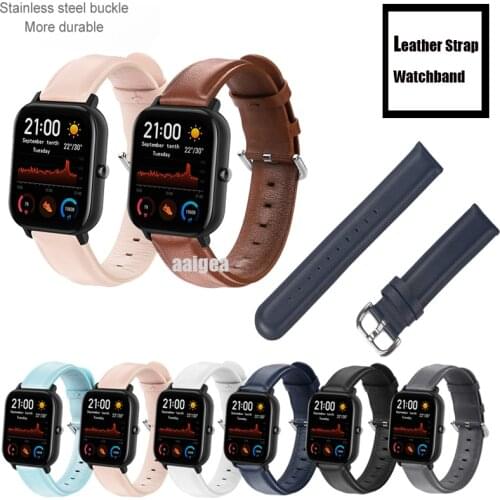 20mm 22mm Calf Leather Band Strap for Huami Amazfit GTS 2e GTS2 mini for Huami Bip Lite S U /Neo/GTR 42mm watchband