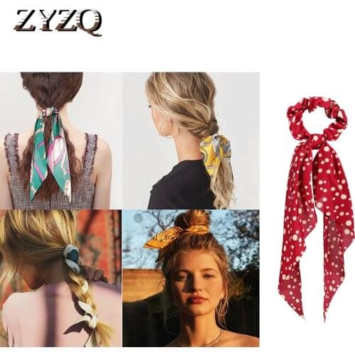 ZYZQ Floral Print Scrunchies Printed Hair ribbon For Women Ponytail Floral Acarf Satin Silk Elastic Hair Bands Hair Accessories