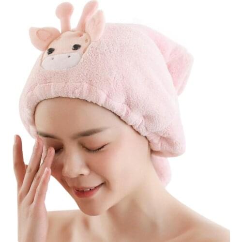 Microfiber Shower Cap Cartoon Bath Hat For Women Dry Hair Cap Quick Drying Soft Towel For Kids Turban Head Wrap Bathroom Product