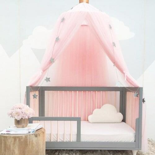 Foldable Baby Bed Crib Netting Girls Cribs Kids Bedding Dome Crown Hanging Curtain Canopy Cot Princess Tent Baby Room Decoration