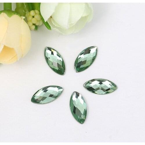 Fresh! Green horse eye shape flat back glass crystal Rhinestones DIYwedding dress and mobile phone shell nail art 20pcs/pack