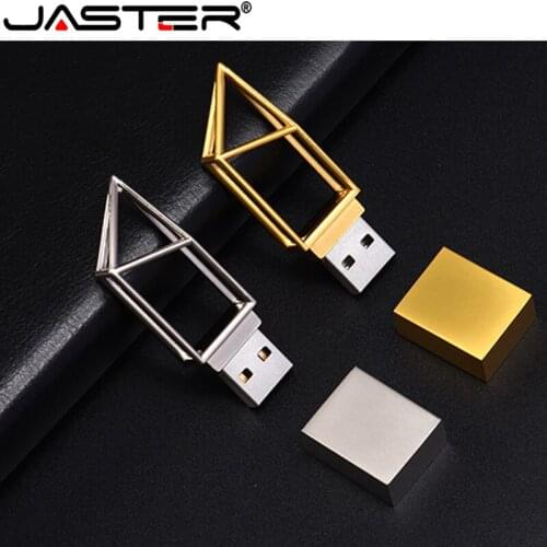 JASTER Novel Style Hollow Silver Metal USB Flash Drive 4GB 8GB 16GB 32GB 128GB USB Free Custom Logo Memory Stick Pen Drive
