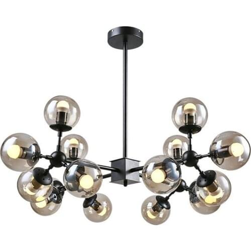 Vintage Black Chandeliers 8/12/16 Heads Industrial LOFT Chandelier Luminarias Glass Lustre Living Room Bedroom Light Fixtures