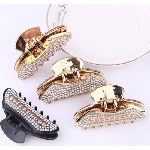 1PC Rhinestone Hair Clips Crab Hair Claw for Girl Hairpins Barrettes Headwear Women Pearl Hair accessories Fashion