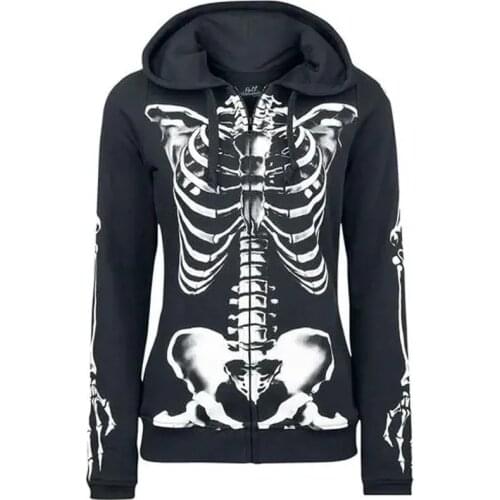 Spring Autumn Female Hooded Sweatshirt Zipper Up Slit Back Long Sleeve Loose Print Women Fleece Hoodies Coats Plus Size Women