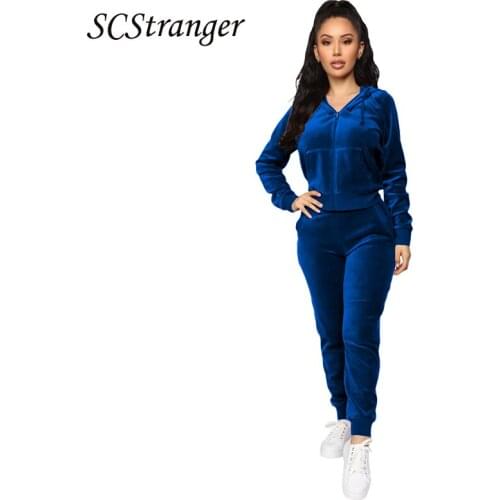 2021 Womens Summer Suits Velvet Cardigan Turn Down Collar Two Piece Sets Ladies Sexy Fashion Plus Size Pants Suits