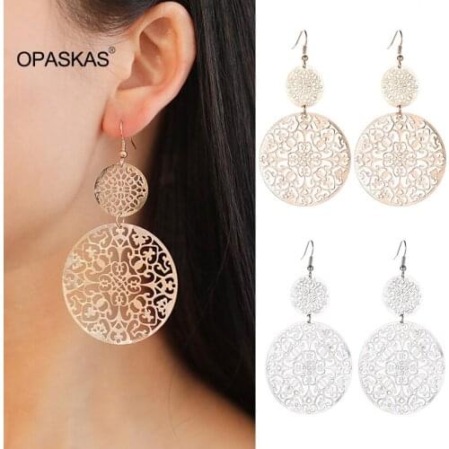 Women Elegant Dangle Earrings Hollow Out Earring Openwork Disc Earrings Ear Drop Frosted Earrings Jewelry For Bridal Weddingg
