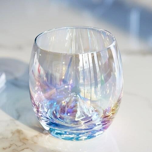 1 Pcs Colorful Glasses Lady Home Mens Cup Teacup Personalized Creative Rainbow Water Milk Cup Beer Whiskey Glass