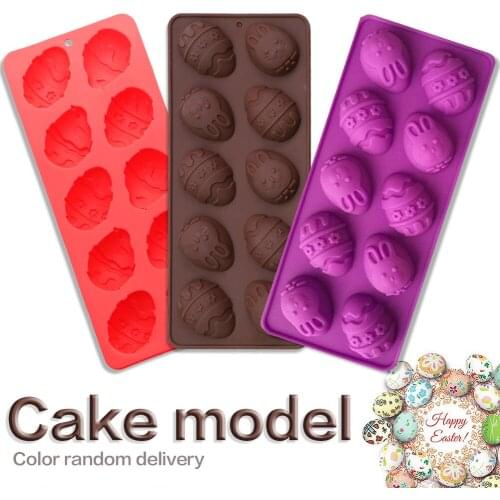 10 Cavity Easter Egg Shaped Silicone Chocolate Mold DIY Baking Cake Mold Fondant Cake Decorating Tools Random Color Delivery