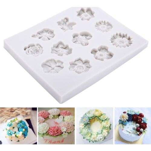 Silicone Mini Rose Flower Mold 3D Flower Shape Cake Mold Multi Soap Making Ice Tray Tool Kitchen DIY Chocolate Cupcake Supplies