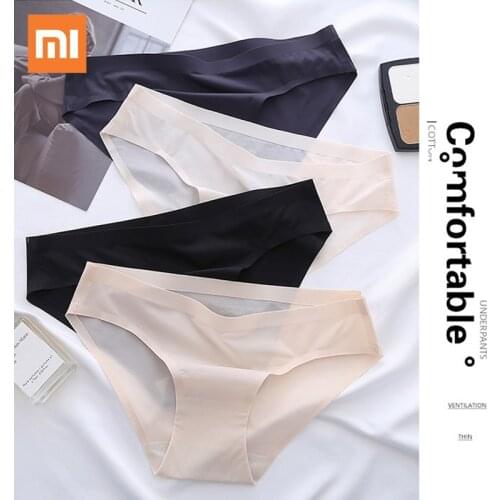 3pcs Xiaomi Ice Silk Panties Ladies Seamless Skin-friendly Sexy Fashion Thong Female Underwear Breathable High Elastic Briefs