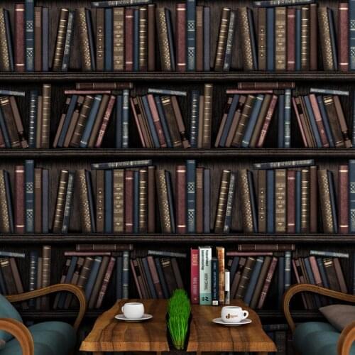 Beibehang Personality bookcase brown wallpaper retro nostalgia background wallpaper papel de parede 3d wallpaper for living room