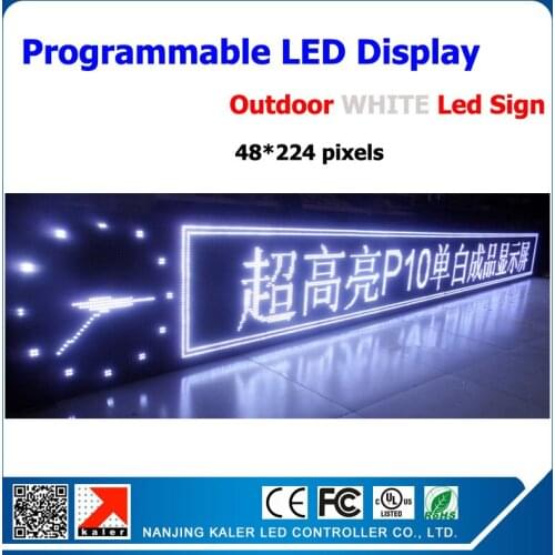 48*224dots outdoor high clear led sign board high brightness white led moving sign waterproof p10 led diplay single white color