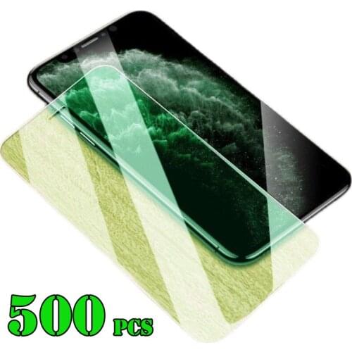 500pcs Green Light Protect Eyes 2.5D Tempered Glass Screen Protector Film For iPhone 12 Mini 11 Pro Max XS XR X 8 7 6 Plus SE