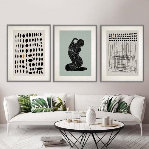 Abstract mural prints minimalist female silhouette, elegant female body, modern female portrait home decoration poster