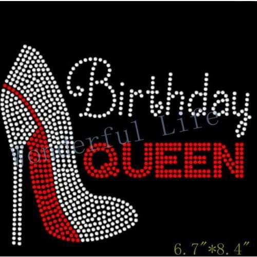 Free shipping Birthday Queen Rhinestone Transfer Template hotfix rhinestone Heat transfer design