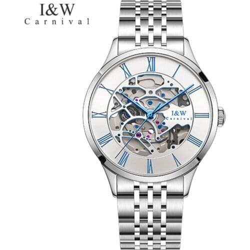 Carnival Luxury Brand Fashion Watch Man Waterproof Sapphire Skeleton Business Automatic Mechanical Wristwatch Relogio Masculino