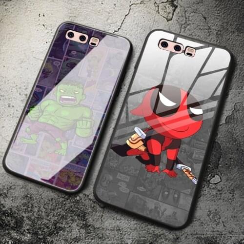 Superhero Luxury Tempered Glass Phone Case TPU Protective Hard Cover for Samsung A10e A20e A2 Core A70e A6 Plus A7 A8 Plus A9s