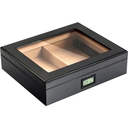 Black Glossy Cigar Humidor Box Cedar Wood Cigar Case with Humidifier Hygrometer Cigar Box Humidors for COHIBA Cigars