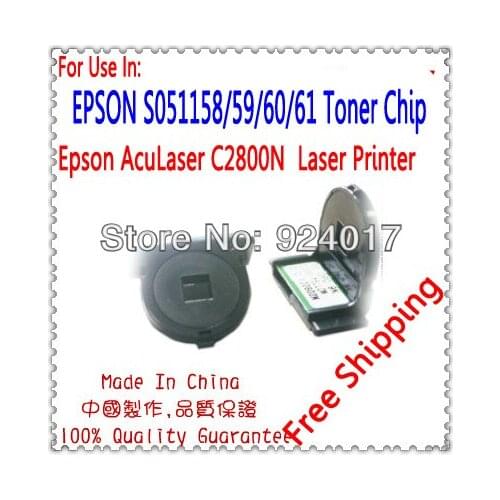 For Epson C2800 C2800n 2800 Color Printer Toner Cartridge Chip,For Epson S051158 S051159 S051160 S051161 Refill Toner Chip Kit