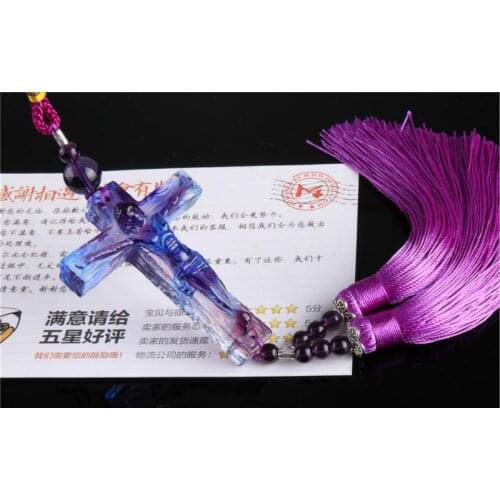 Christian religious Car Pendant Diamond Crystal Cross Jesus Ornaments Auto View Mirror Ornaments Hanging Interior Decor