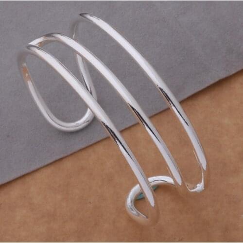 AB130 Lucky Silver Color Charm Bangle Bracelets For Women Fashion 925 Jewelry Three-wire Arc /afpaiwwa Ambajdia