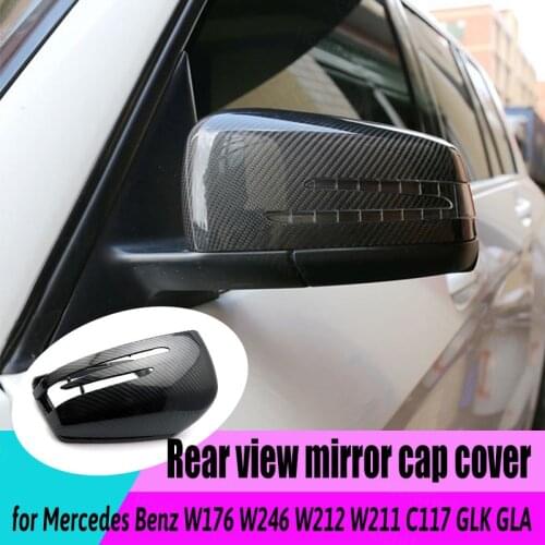 2pcs Car Styling Black Car Side for Mercedes Benz W176 W246 W204 W212 W221 C117 X204 X156 Mirror Cover Caps Carbon Fiber Pattern