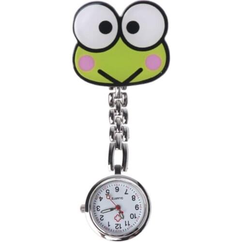 Quartz Watch Fashion Women Lady Pocket Watch Doctor Hang Clip Portable Charm Cartoon Cute Frog Animal Pendant