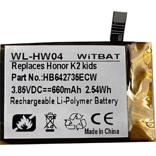 3.8V 660mAh Li-Polymer Battery for Huawei childrens smart watch 3Pro, Glory K2 battery Rechargeable Replacement HB642735ECW
