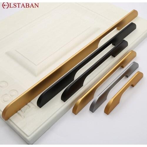 LSTABAN Modern Simple Cabinet Wardrobe Bookcase Door Gold Black Lengthened Aluminum Alloy Solid Handle Drawer Shoe Cabinet Knob
