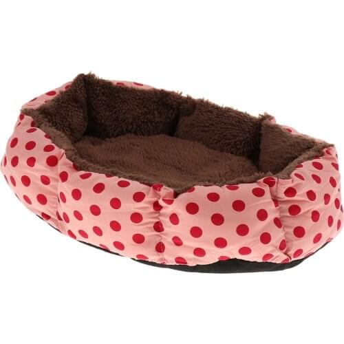Softable And Comfortable Round Shape Dots Pattern Dog Cat Basket Bed