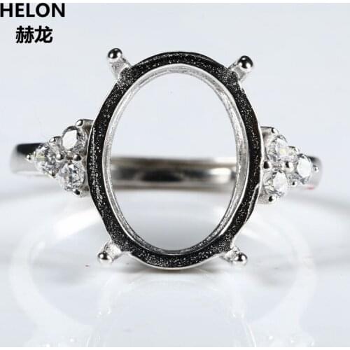 Sterling Silver 925 Engagement Wedding Ring Oval Cabochon 11x14mm or 12x17mm Fine Jewelry Setting Adjustable Open